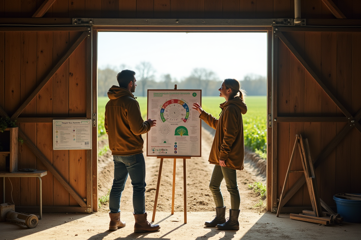 Consultante agricole devant plan de rotation des cultures