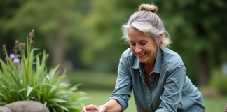 Éclaircir l’eau d’un bassin : solutions naturelles et efficaces Femme recueillant de l'eau de bassin dans un jardin