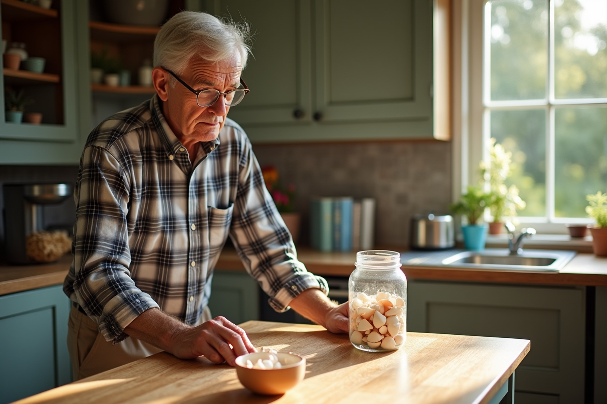 Homme préparant des coquilles d