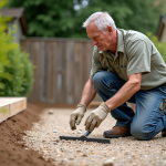 Dalle en béton : Comment réaliser une alternative écologique sans béton ? Homme en vêtements casual pose sur une terrasse de jardin