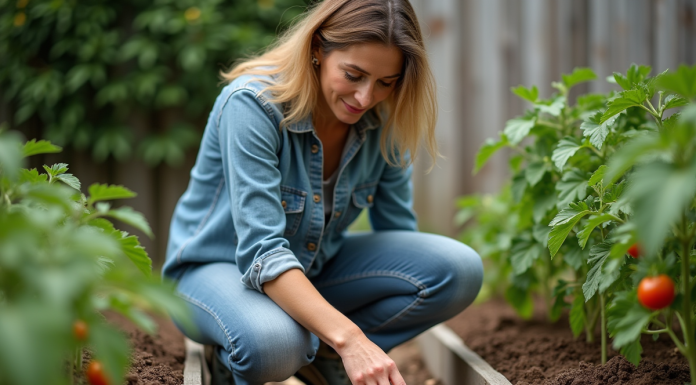 Utiliser les coquilles d’œufs dans le jardin : une bonne idée pour nourrir les plantes ? Femme jardinant avec coquilles d'œufs dans un jardin verdoyant
