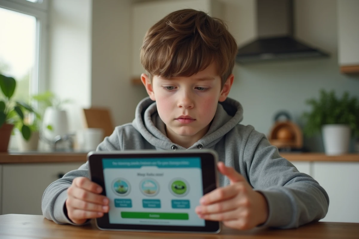 Adolescent utilisant une tablette pour suivre un guide d