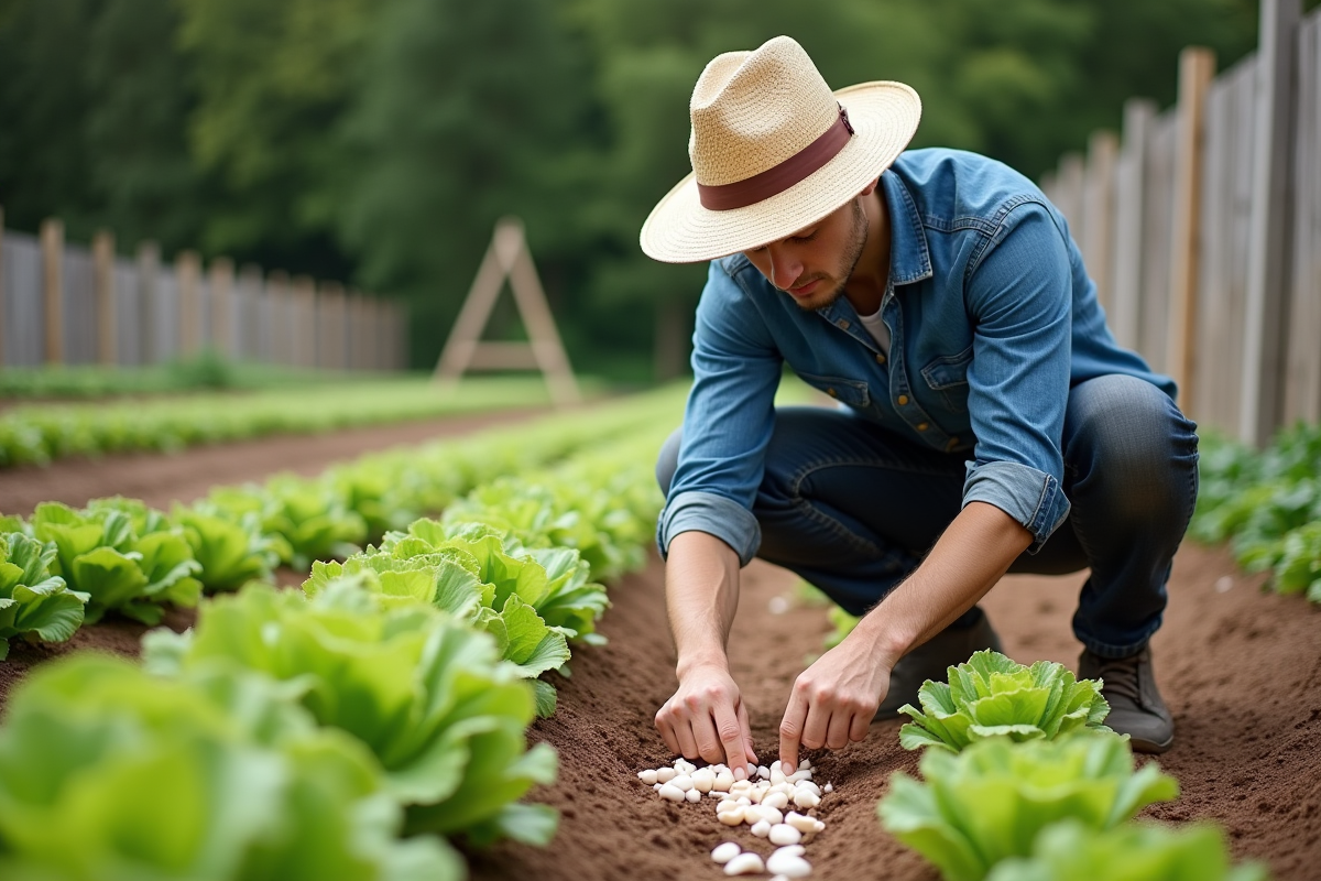 Jeune homme saupoudrant des coquilles d